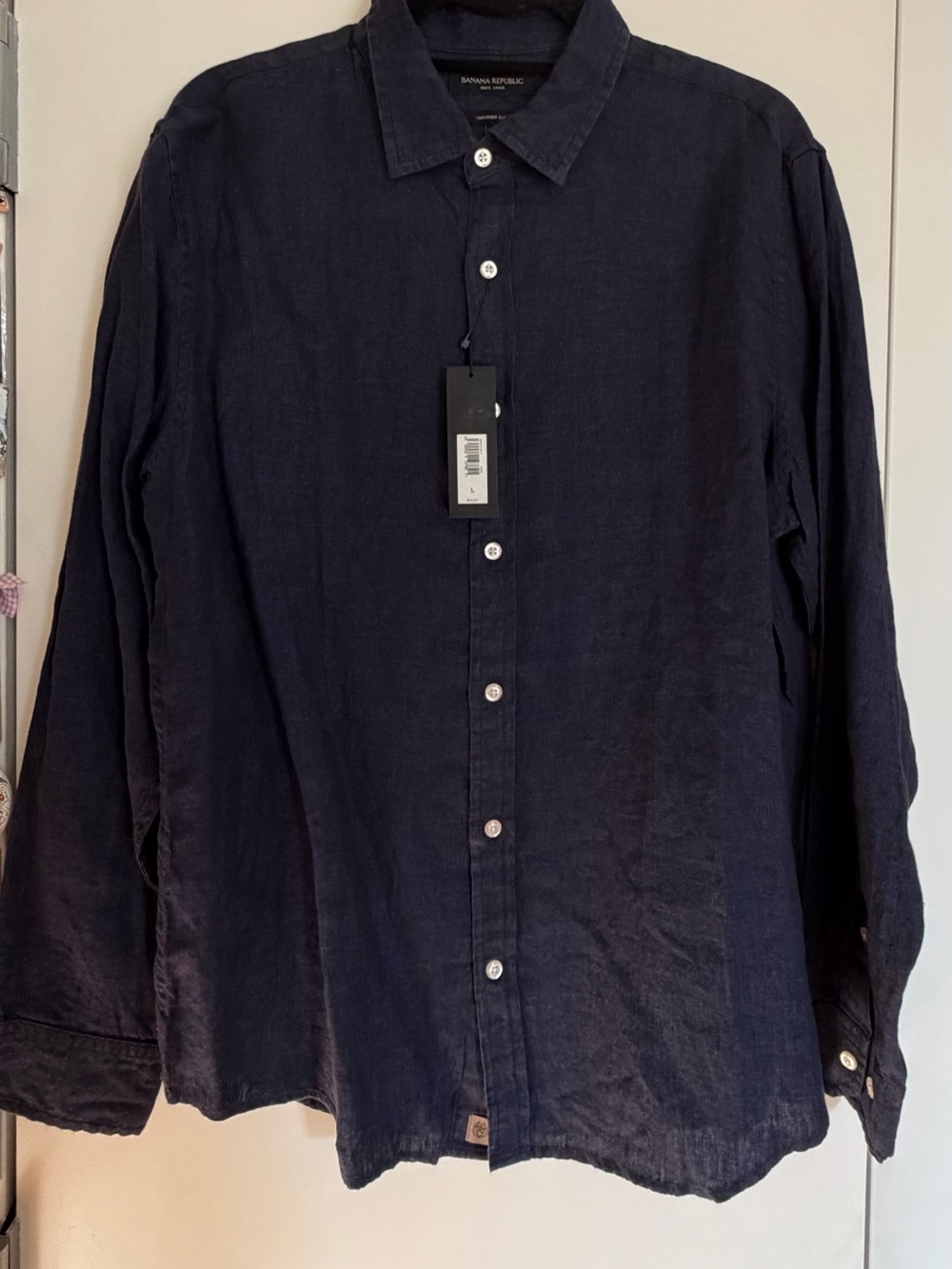 NEW Banana Republic Men's Dark Navy Button-Down 100% Linen Shirt